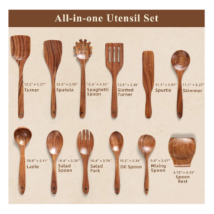 Teak Wood Cooking Utensils Set (13pcs)
