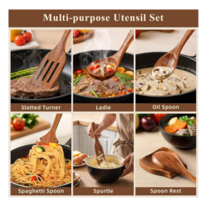 Teak Wood Cooking Utensils Set (13pcs)