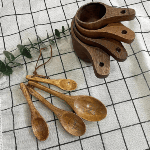Wooden Measuring Cups & Spoons Set – Acacia Wood (8 Piece Set)