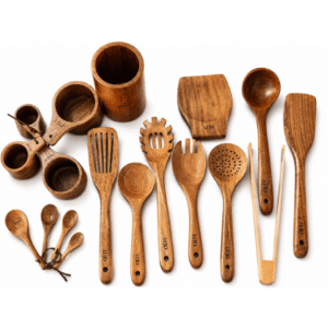 Premium Teak Wood Kitchen Utensil Set (18 pcs)