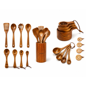 Premium Teak Wood Kitchen Utensil Set (18 pcs)
